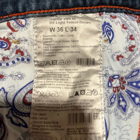 Alberto Luxury T400 Regular Slim Fit Jeans Light Tencel Denim 36 x 34 like new - Picture 9 of 10